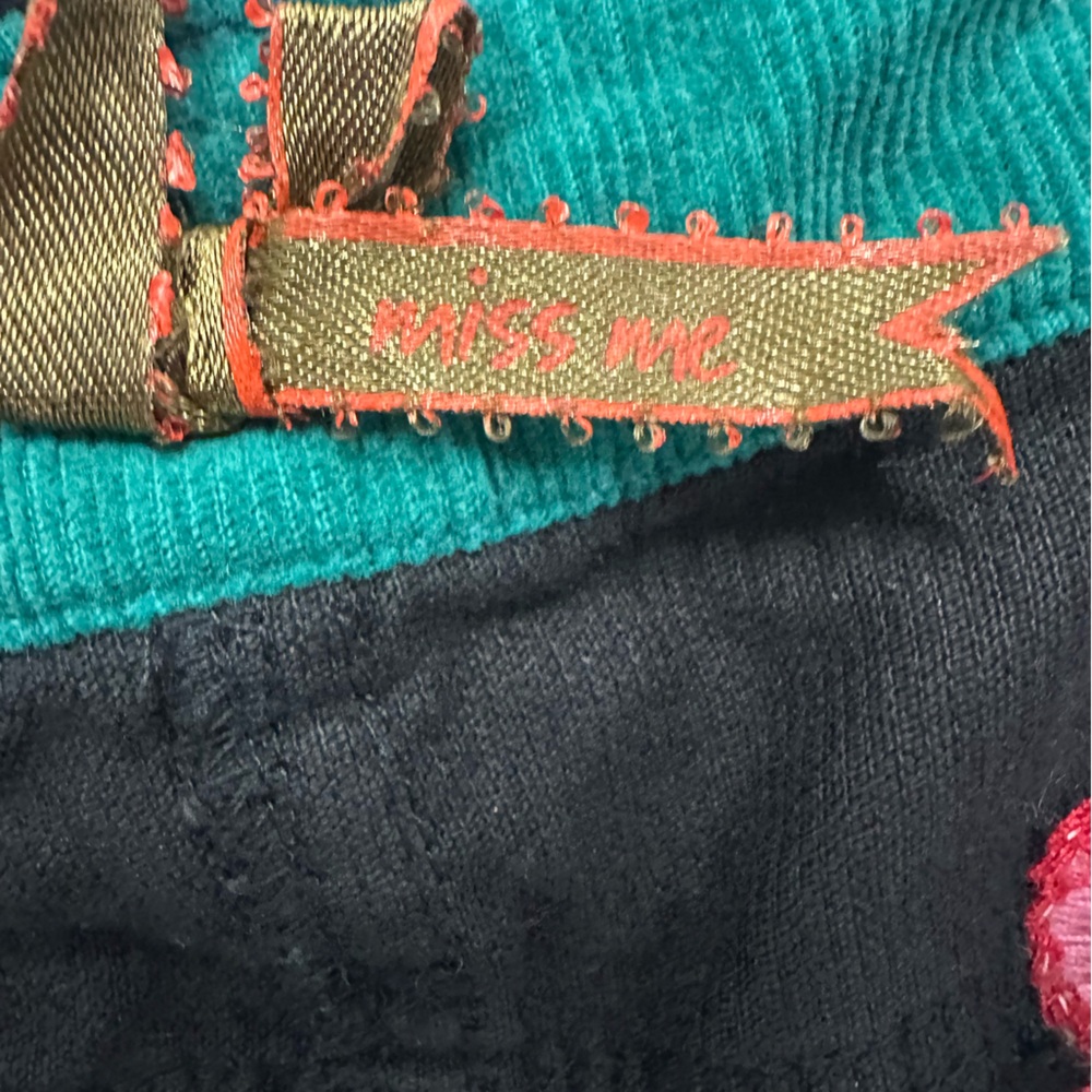 Miss Me Black Embroidered Corduroy Skirt with Floral & Bird Motifs - Picture 7 of 10